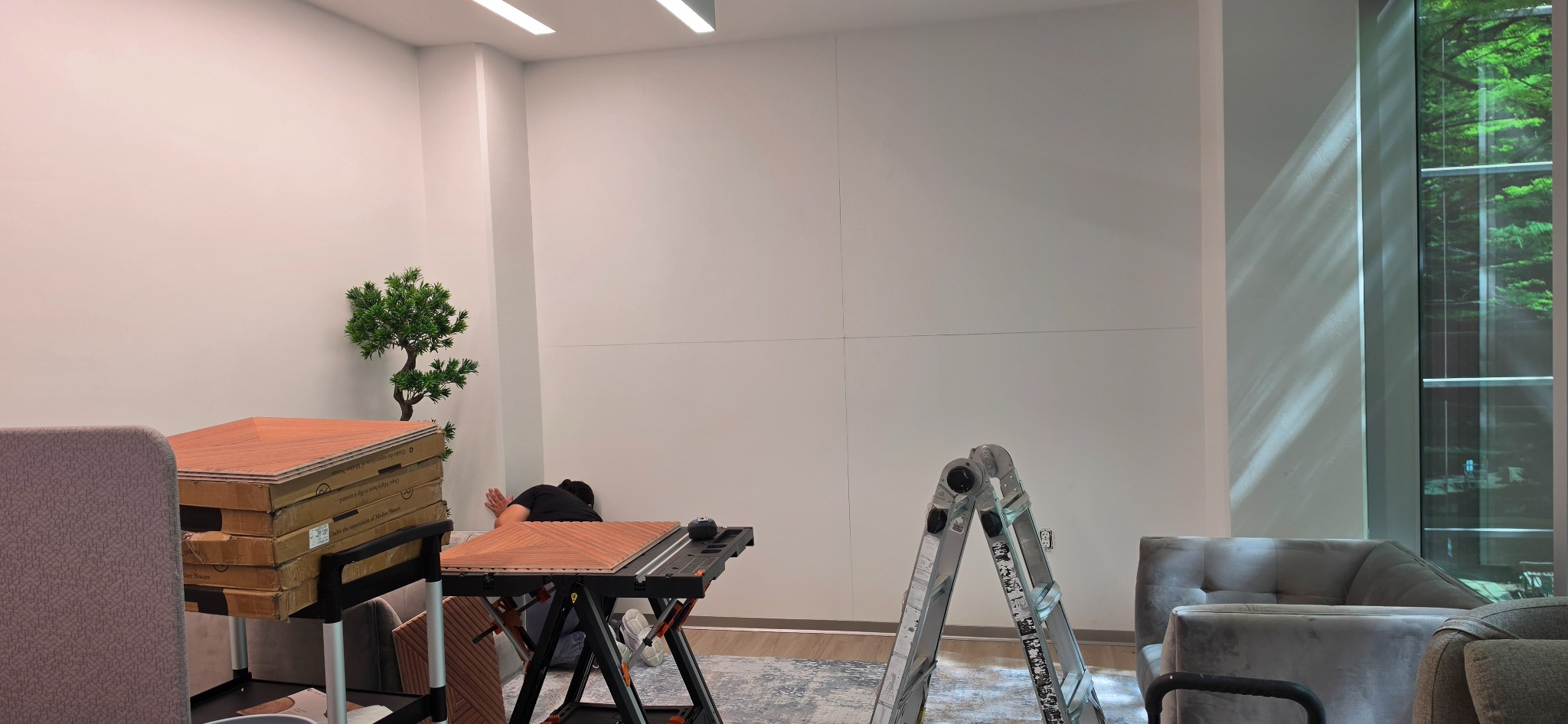 Interior wall before decorative panel installation
