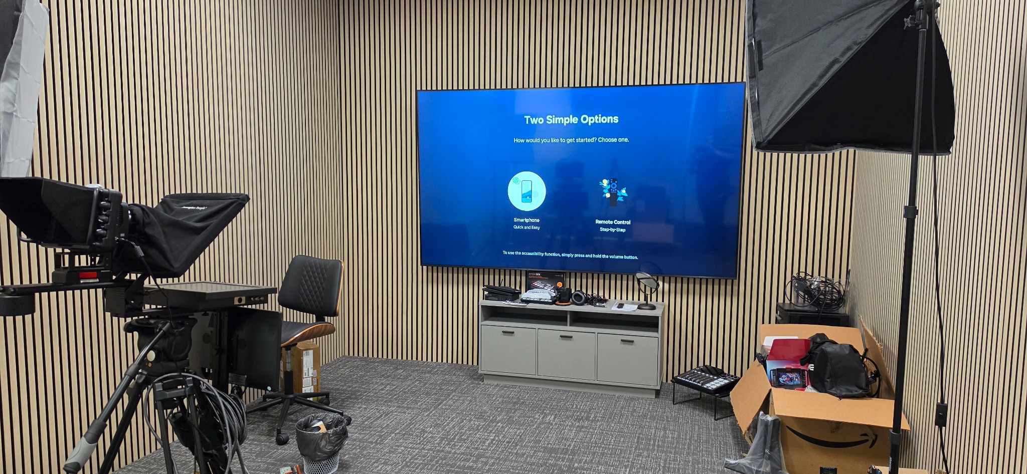 TV installation on decorative wall panels