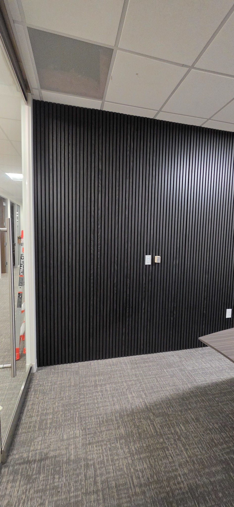 Black wall panel installation